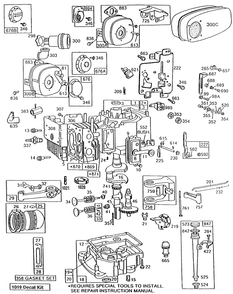 Cyl, Sump, Piston,controls Diagram and Parts List for 191702-2182-XX  Briggs and Stratton Engine